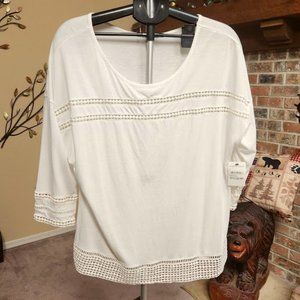 NWT Caslon Ivory cutout shirt sz large